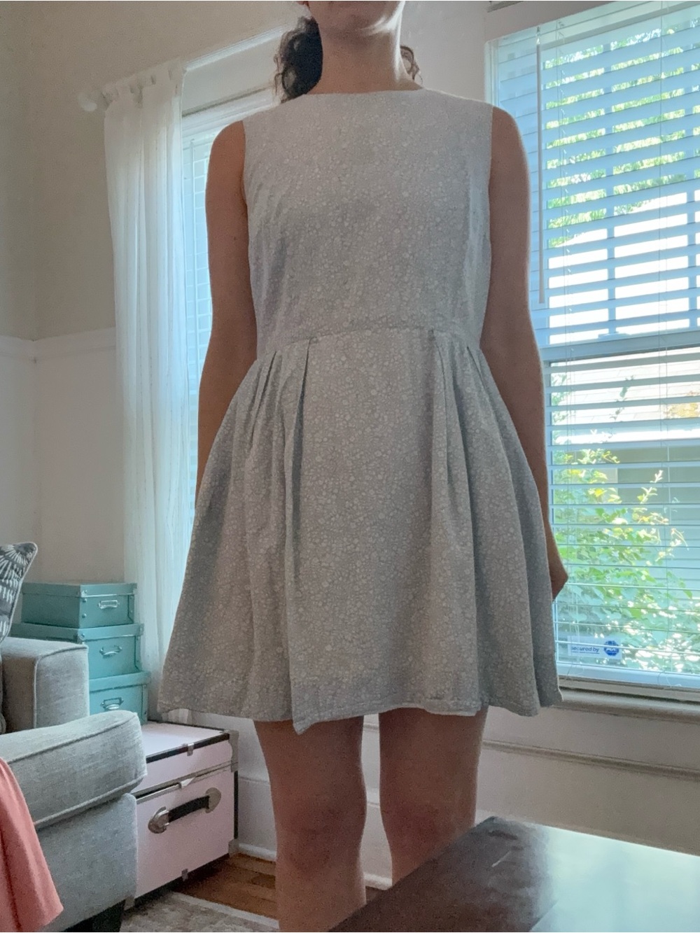 GAP Light Blue Floral Sleeveless Fit & Flare Mini Dress